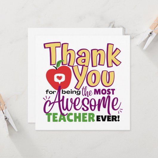 Thank You Awesome Teacher Card カード (正面/裏面インサイチュ)