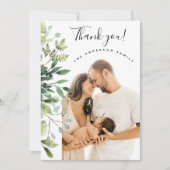 Thank You Baby Shower エレガント Botanical Arch Photo サンキューカード (正面)