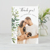 Thank You Baby Shower エレガント Botanical Arch Photo サンキューカード (スタンド正面)