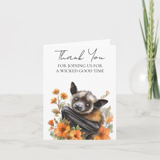 Thank you Baby Shower Bat Halloween  サンキューカード (正面)