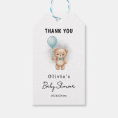 Thank you Baby Shower for Boy Blue Balloon Bear ギフトタグ (正面)
