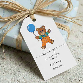 Thank you Baby Shower for Boy Blue Balloon Bear  ギフトタグ
