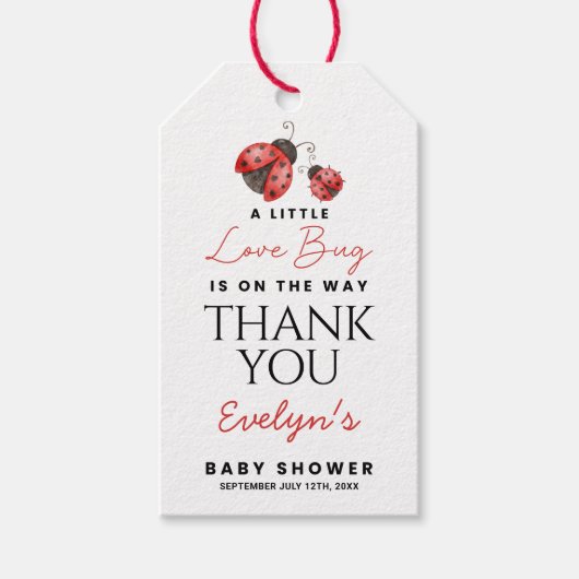 Thank You Baby Shower Love bug ギフトタグ (正面)