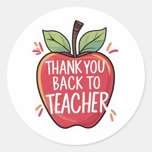 Thank You Back to School Teacher Apple  ラウンドシール (正面)