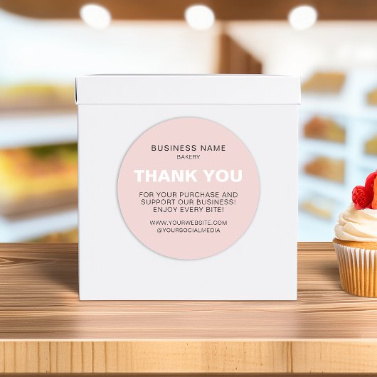 Thank You Bakery ミニマル ピンク ビジネス ラウンドシール