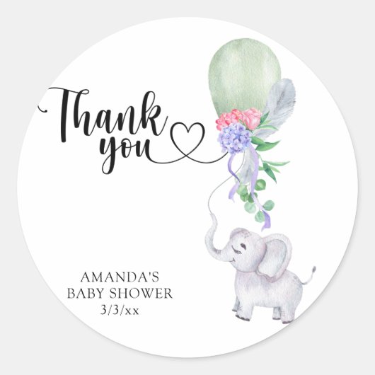 Thank you Balloon and Elephant ラウンドシール (正面)