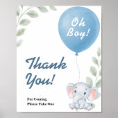 Thank You Balloon Elephant Baby Shower SIGN ポスター (正面)