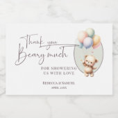 Thank You Beary Much, Bearly Wait Baby Shower スパークリングワインラベル (シングルラベル)