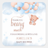 Thank You Beary Much Teddy Bear Baby Shower  スクエアシール (正面)