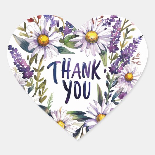 Thank you. Beautiful Daisies and lavender. Sticker ハートシール (正面)