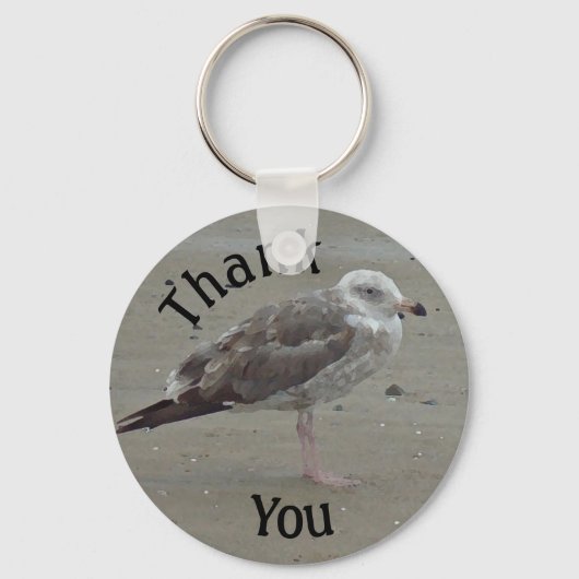 Thank You Beautiful Seagull on Sand Appreciation キーホルダー (正面)
