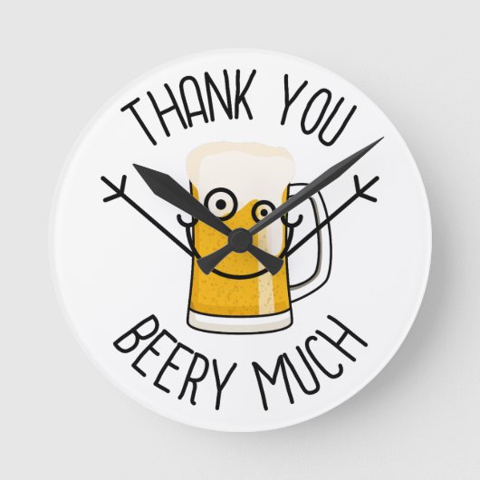 Thank You Beery Much - Silly Face ラウンド壁時計 (正面)