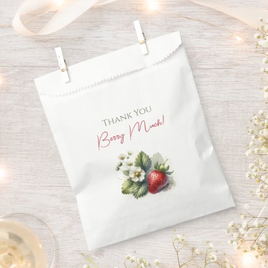 「Thank You Berry Much」イチゴ誕生日 フェイバーバッグ (クリップ留めされた状態)