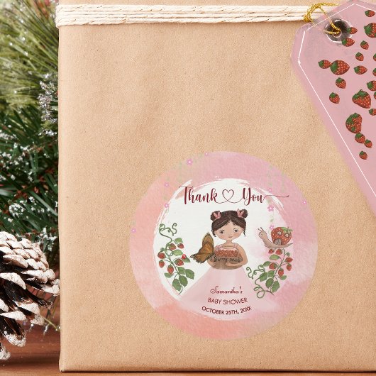Thank You Berry Much Baby Shower Round Sticker ラウンドシール