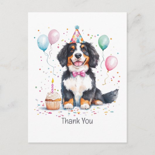 Thank You Birthday Bernese Mountain Dog ポストカード (正面)