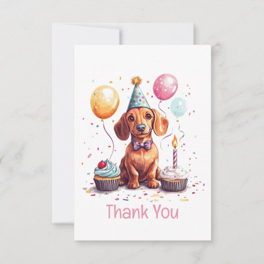 Thank You Birthday Dachshund Dog  サンキューカード (正面)