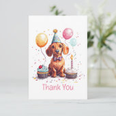 Thank You Birthday Dachshund Dog  サンキューカード (スタンド正面)