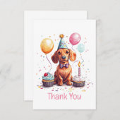 Thank You Birthday Dachshund Dog  サンキューカード (正面/裏面)