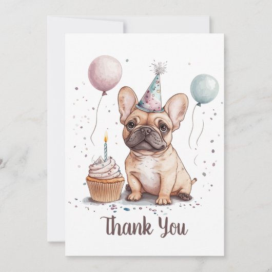 Thank You Birthday French Bulldog サンキューカード (正面)