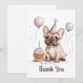 Thank You Birthday French Bulldog サンキューカード (正面/裏面)