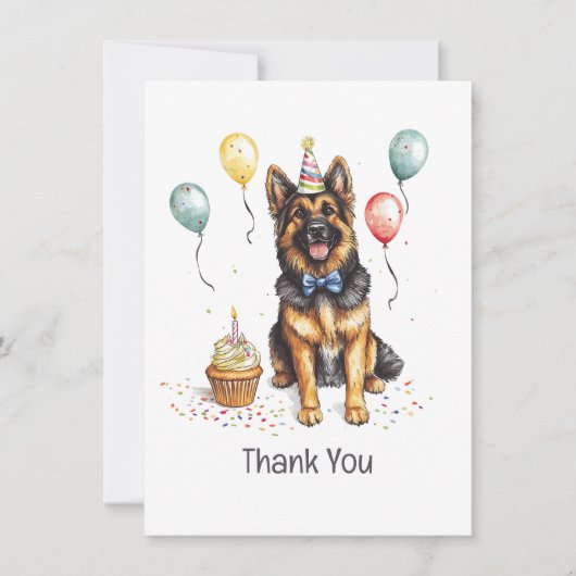 Thank You Birthday German Shepherd Dog サンキューカード (正面)