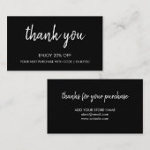 Thank You Black |ミニマルモダンリスト手書き 割引カード (正面/裏面)