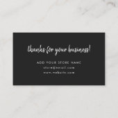 Thank You Black |ミニマルモダンリスト手書き 割引カード (裏面)