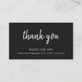 Thank You Black |ミニマルモダンリスト手書き 割引カード (正面)