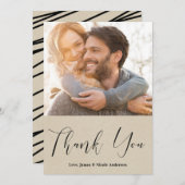 Thank You Black モダン Scriptフォト素朴写真 サンキューカード (正面/裏面)