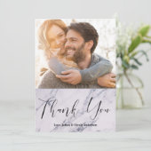 Thank You Black モダン Script Marble Photo写真 サンキューカード (スタンド正面)