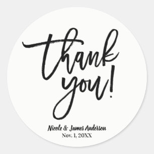 THANK YOU Black モダンScript結婚式の引き出物 ラウンドシール