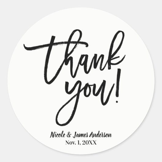 THANK YOU Black モダンScript結婚式の引き出物 ラウンドシール (正面)