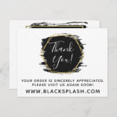 Thank You Black 絵を描 Stroke & モダン金ゴールド ポストカード (正面/裏面)