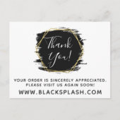 Thank You Black 絵を描 Stroke & モダン金ゴールド ポストカード (正面)