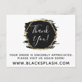 Thank You Black 絵を描 Stroke & モダン金ゴールド ポストカード