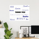 Thank You (black and blue001)プリント ポスター (ホームオフィス)