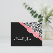 Thank You Black and White Leopard Pink Ribbon ポストカード (スタンド正面)