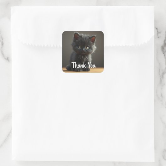 Thank you Black Cat Stickers スクエアシール (バッグ)