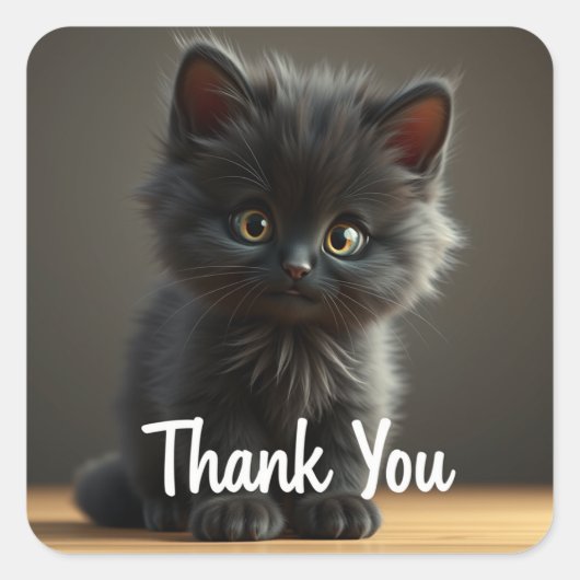 Thank you Black Cat Stickers スクエアシール (正面)