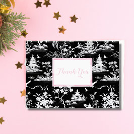 Thank You Black Chinoiserie折り畳みカード サンキューカード