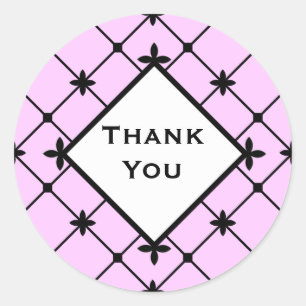 Thank You Black Cross Pattern on Pink ラウンドシール