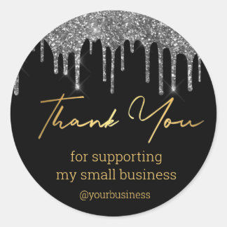 thank you black gold and silver small business ラウンドシール