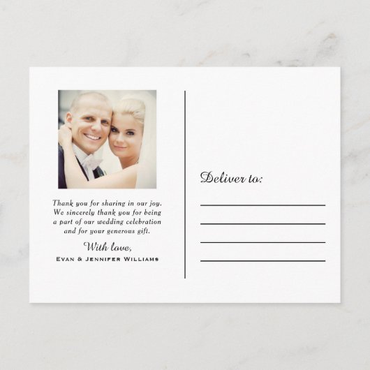 Thank You Black Handshed Script 結婚's Photo ポストカード (裏面)