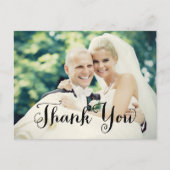 Thank You Black Handshed Script 結婚's Photo ポストカード (正面)