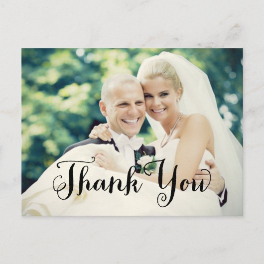 Thank You Black Handshed Script 結婚's Photo ポストカード (正面)