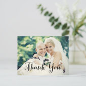 Thank You Black Handshed Script 結婚's Photo ポストカード (スタンド正面)