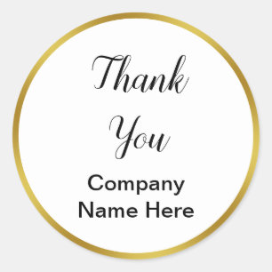 Thank You Black Script Business Nameテンプレート ラウンドシール