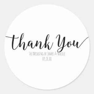 Thank You Black Script Type エレガント Faver ラウンドシール
