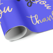 Thank You Blue王室の金ゴールドCaliggraphyスクリプトをお願い ラッピングペーパー (ロールコーナー)