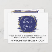 Thank You Blue 絵を描 Stroke & モダン金ゴールド ポストカード (正面/裏面)